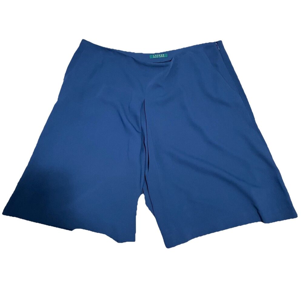 Lauren Ralph Lauren Wide Leg Casual Shorts Size 16 Navy Blue High Waist Preppy